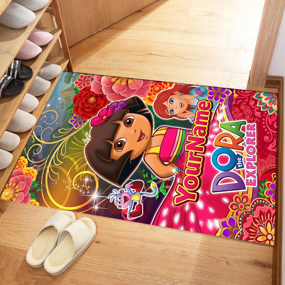 Dora Explorer Customizable Name Area Rug Design for Playrooms Balcony Bedrooms Hallway Antislip Carpet Office home decor Best for Christmas