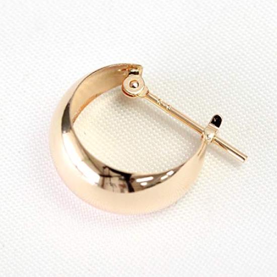 K18 Hoop Earrings 7mm X 13mm Moon Earrings Moon Shell Earrings Bullion Earrings Hoop Yellow Gold [Jewelry Excelente]