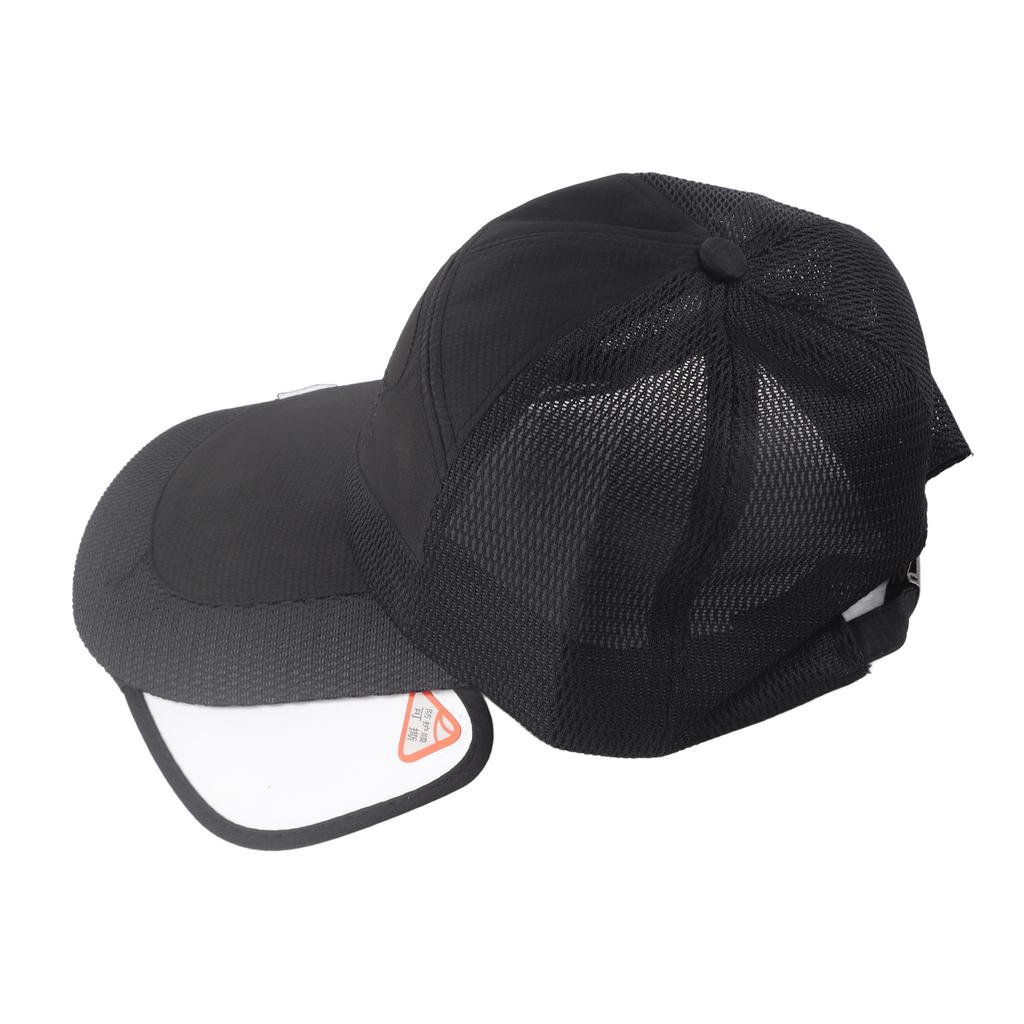Summer Baseball Cap Breathable Canvas Baseball Cap Unisex Retractable Brim Stylish Hat for Tennis Running Camping Black