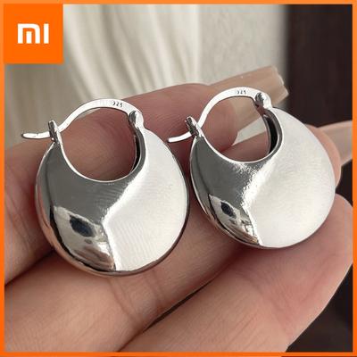 925 Sterling Silver Vintage Earrings For Women Trendy Simple Gold Big Ball Earring Jewelry Prevent Allergy Party Accessories