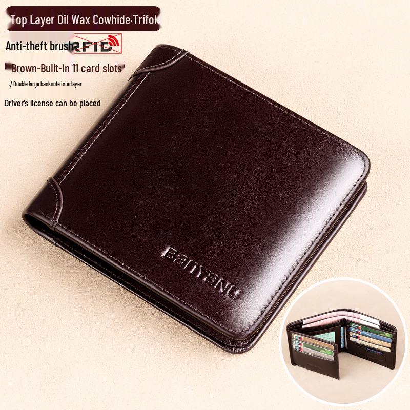 Herren 2025 Neuer Stil Rindsleder Geldbörse mit Geldklammer und Führerscheinfach