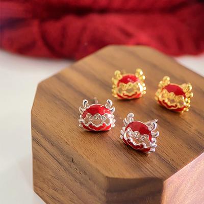 Playful Dragon Earrings In Chinese Style New Year Festive Red New Chinese Style Ears
