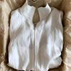Reversible Linen Bomber Jacket Men Stand Collar Loose Short Lightweight Fall Outerwear