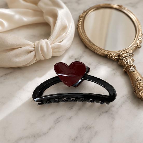 Hair Claw Heart Design Hair Clip for Women Stable Grip Back Head Hair