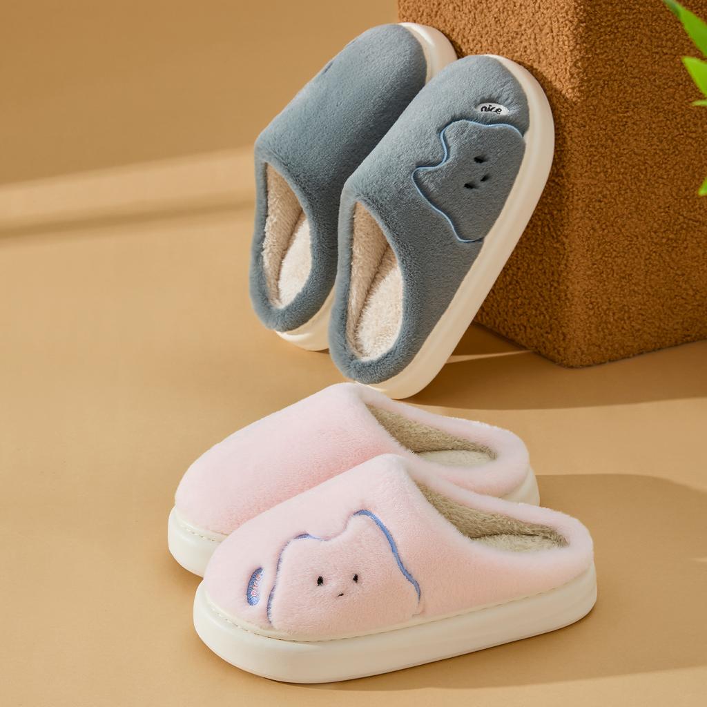 Cartoon Women Home Slippers Plush Warm Thick Bottom Slides Cute Soft Non-slip Slippers Indoor Outdoor Men Casual Slippers