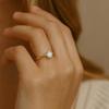 Fire Opal Bridal  Jewelry, Minimalist Solitaire Ring, Yellow Gold Plated Silver, Simple Birthday Gift for Her