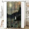 Spooky Ghost Halloween Shower Curtain Set Waterproof Bathroom Decor Eerie Forest Night Landscape Backdrop Vintage Gothic Home