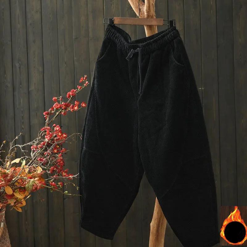 Women's Winter Padded and Thickened Warm Pants Loose Casual Corduroy Radish Pants