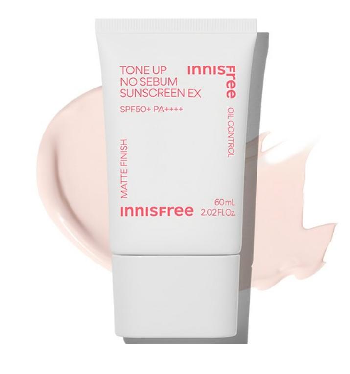 Innisfree Tone Up No Sebum Sunscreen EX SPF50+ PA++++ Mattifying Tone-Up Mineral Sunscreen 60ml
