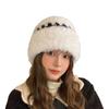 Nová zimní bílá plyšová pletená čepice dámská teplá zesílená ochrana uší vlněná čepice univerzální čepice do chladu