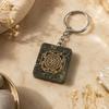 Shree Yantra Pyrite Keychain for Wealth and Prosperity Crystal Keychain