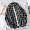 Men's Long-Sleeve Plaid Shirt - Trendy Hong Kong & Korean Style, Lightweight, Casual, Versatile Jacket for Spring & Autumn