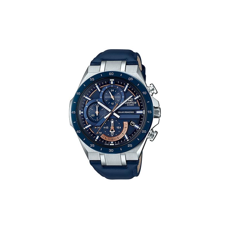 

Casio EDIFICE series pointer adjustable alarm clock multi-function watch solar movement leather strap Japanese and Korean watch men s EQS-920BL-2A синий