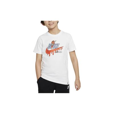 Sportswear Logo Crew Neck Pullover Casual Short Sleeve T-Shirt Kids Tops White FV5414-100