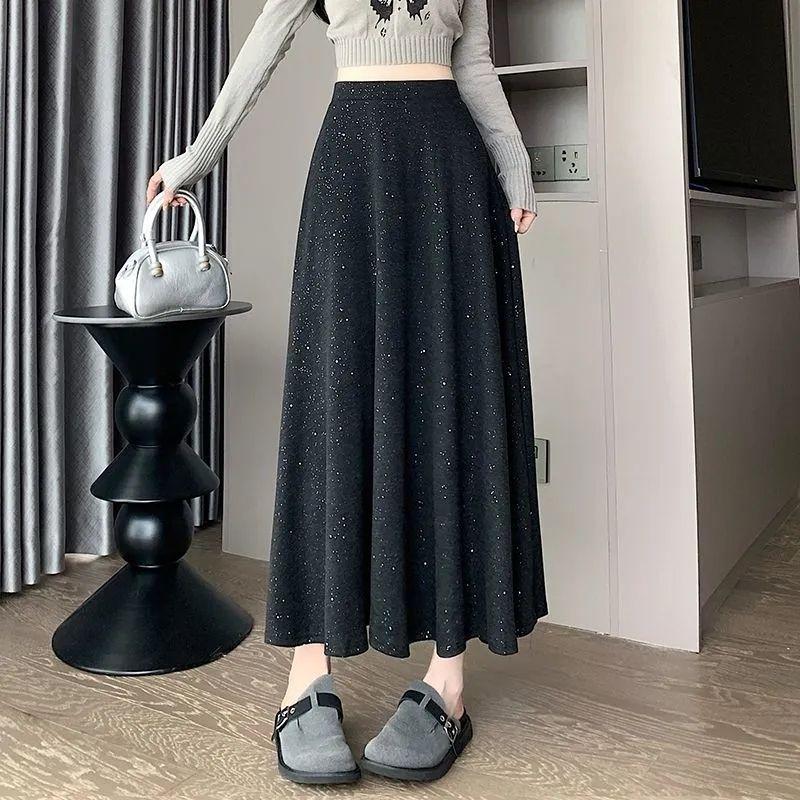 

Юбка А-силуэта для женщин с новым весенне-осенним дизайном, нишевая, ниспадающая, с высокой талией, юбка с большим подолом, длинная юбка XXL