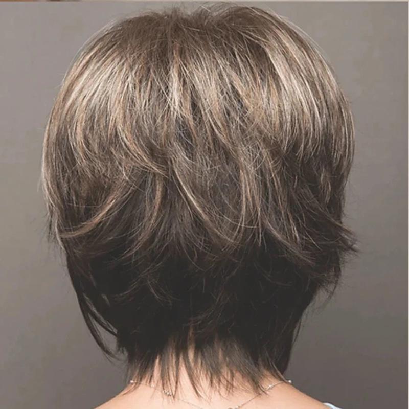 Parrucche Corte Bionde Pixie Cut Per Donne Bianche Parrucche Sintetiche Bionde Ombre Marrone Scuro Parrucca Dallaspetto Naturale P9395135 - Foto 3