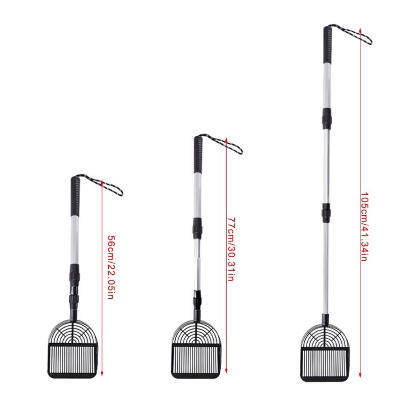 Adjustment 3 Section Stainless Steel Cats Litter Scoops Waste Shovel With Extendable Handle For Multiple Cleaning Task