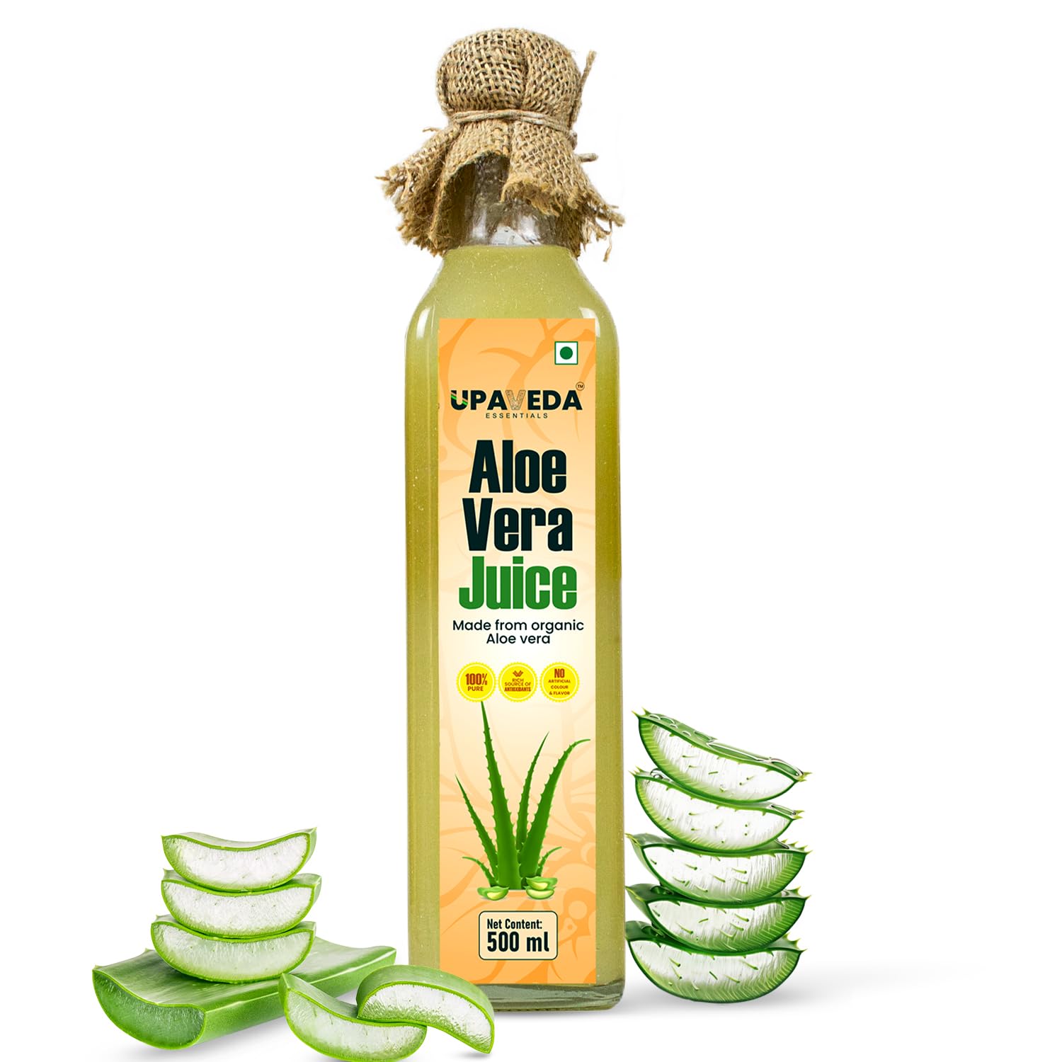 

Upaveda Aloe Vera Juice With Pulp Rejuvenates Skin & Hair, Natural Juice | 500ml 0.5lbs
