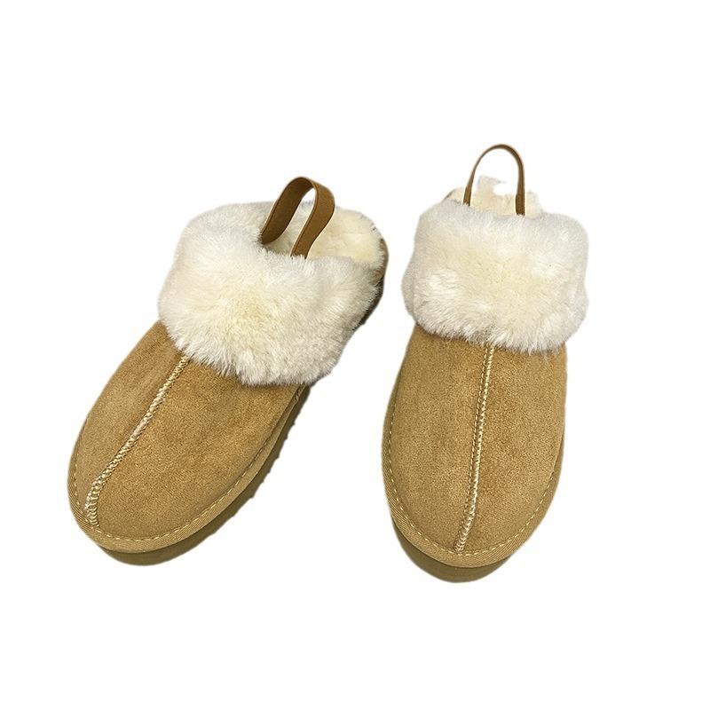 New Thick-soled Snow Boots, Women's Closed-toe Half-drag Cotton Shoes, Large Size for Lazy People