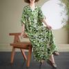 2025 Summer Floral Vacation Style Travel V-Neck Vintage Long Flesh Covering Dresses