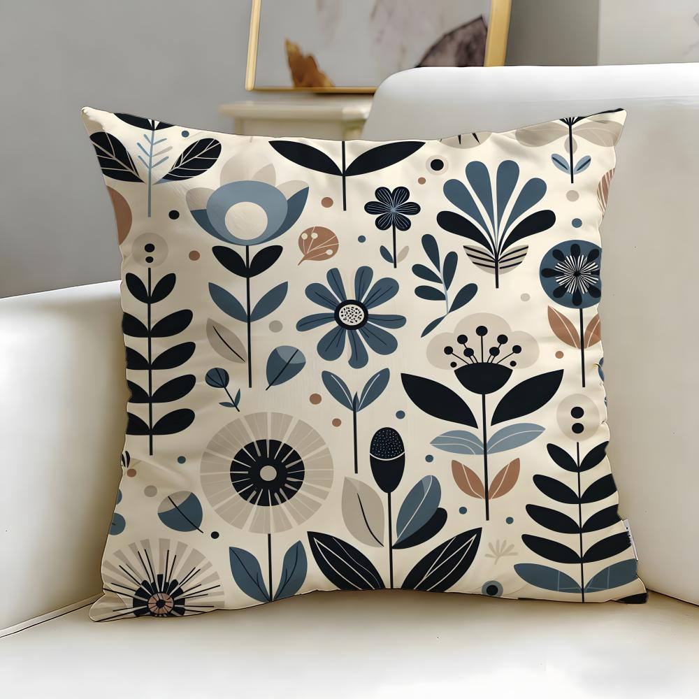 Scandinavian Floral Cushion Cover Soft  EasyWash Pillow Case  Versatile for Couch Bed Travel and Office