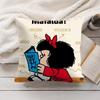 M-Mafalda Cartoon Cute Cushion Cover Silky Short Plush Invisible Zipper Dustproof Sofa Pillow Case For Home Decor
