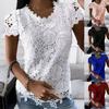 Plus Size Oversized Women Fashion Lace Round Neck Tops T-Shirt Ladies Summer Casual Short Sleeve Blouse Clothes For Female 2026