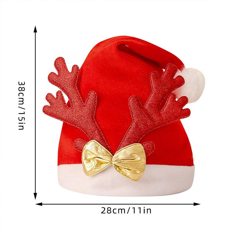 Parent-Child Christmas Hat Pompon Ball Bonnet Red Antler Santa Claus Cap Navidad Natal Noel Party Decor Plush Non-woven Bonnet