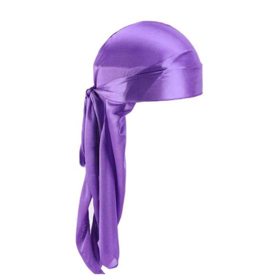 Unisex Imitated Silk Long Tail Bandana Turban Hat Breathable Biker Pirate Cap