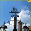 A34R Metal Weather Vane Vintage Pirate Ship Wind Vane Wind Direction Indicator For Outdoor Garden Roof Paddock Decoration