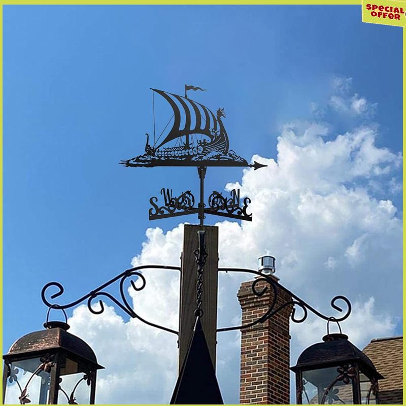 

A34R Metal Weather Vane Vintage Pirate Ship Wind Vane Wind Direction Indicator For Outdoor Garden Roof Paddock Decoration чорний