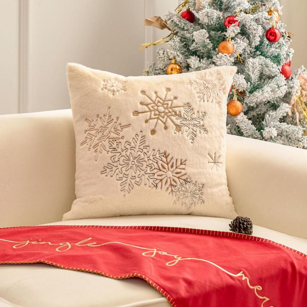Modern Simple Christmas Embroidered Pillow Cover for Living Room Sofa
