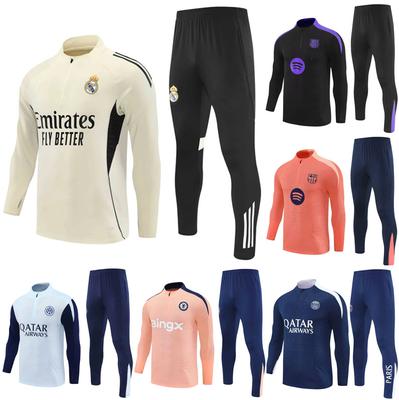 Uniforme d'entraînement de football Real Madrid à demi-fermeture éclair, Barcelone Paris, Inter Milan, Arsenal Miami, Ac Ajax Uniforme de football