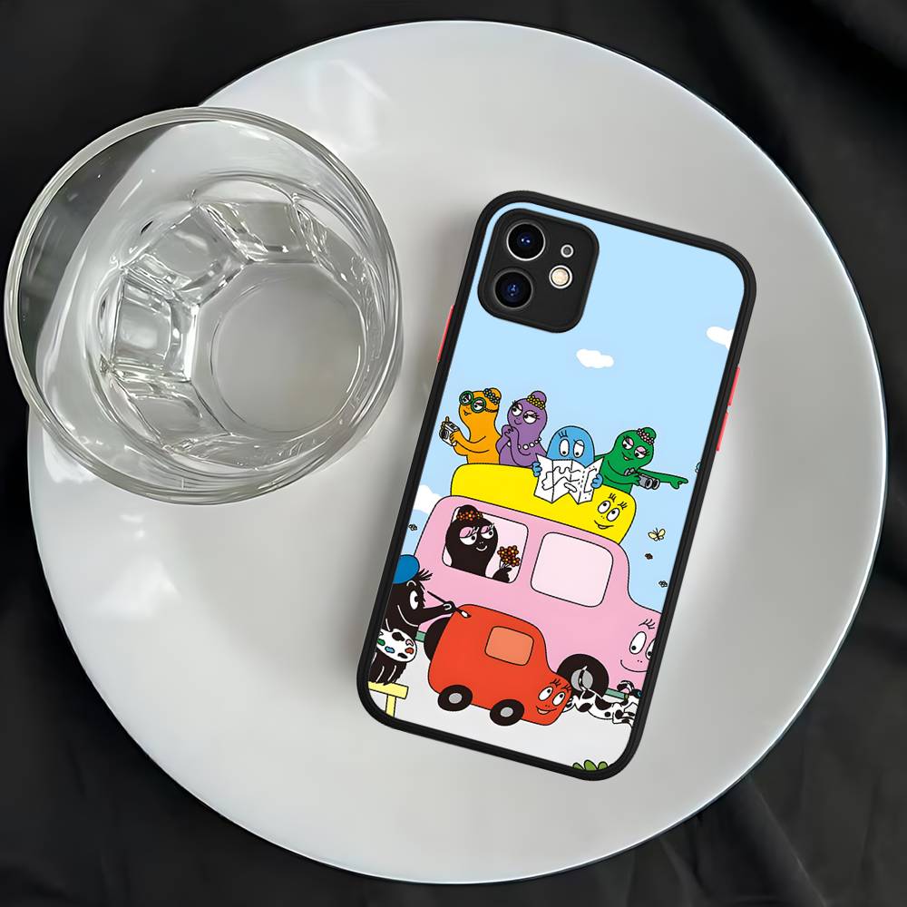 

Cartoon Barbapapa For IPhone 15 16 Pro Max 11 12 13 14 XS XR X Plus 16E Matte Translucent Phone Cover iphone 16 plus