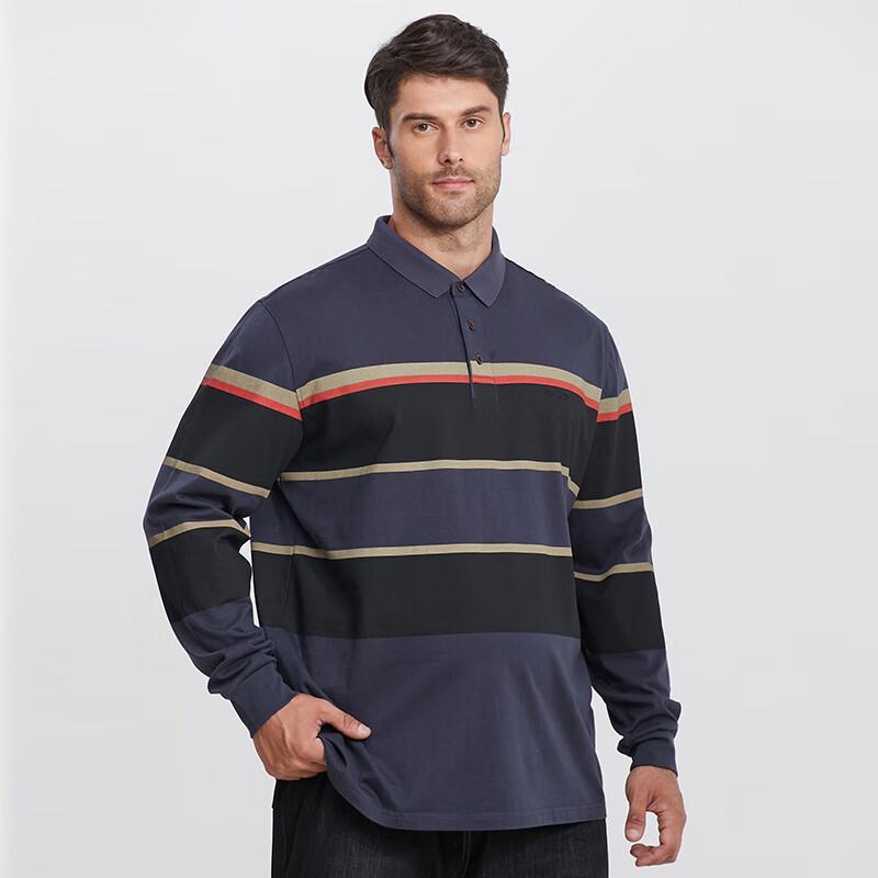 

Мужская хлопковая поло с длинным рукавом в полоску, большого размера 4XL