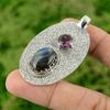 925 Sterling Silver Oval Labradorite Gemstone African Amethyst Unique Pendant