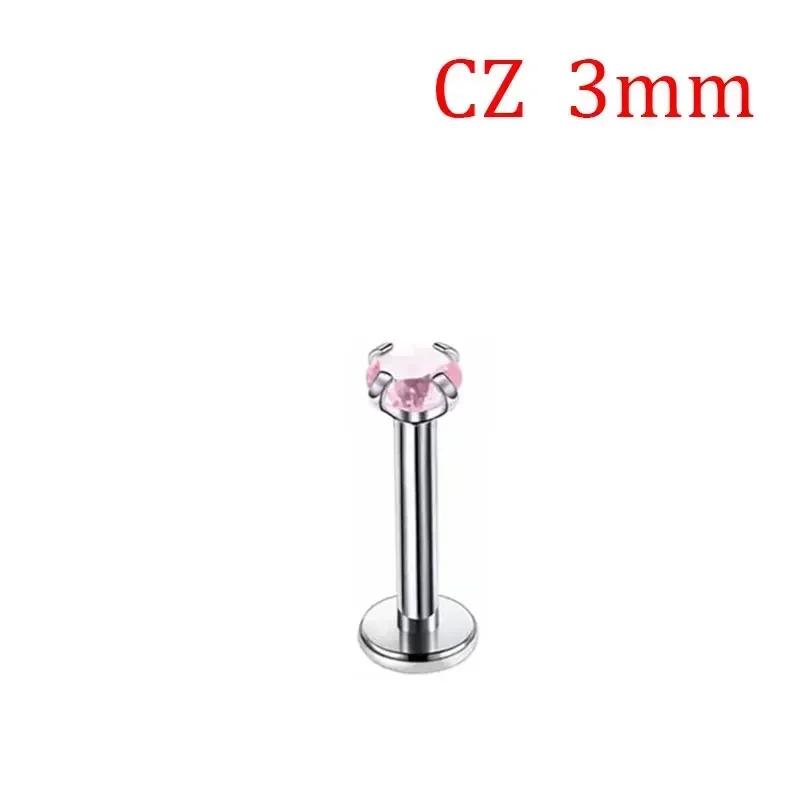 1 Stück G23 Titan Piercing CZ Stein Innen Gewinde Labret Monroe Lippenring Tragus Nagel Helix Ohrstecker 16G 18G Körperschmuck