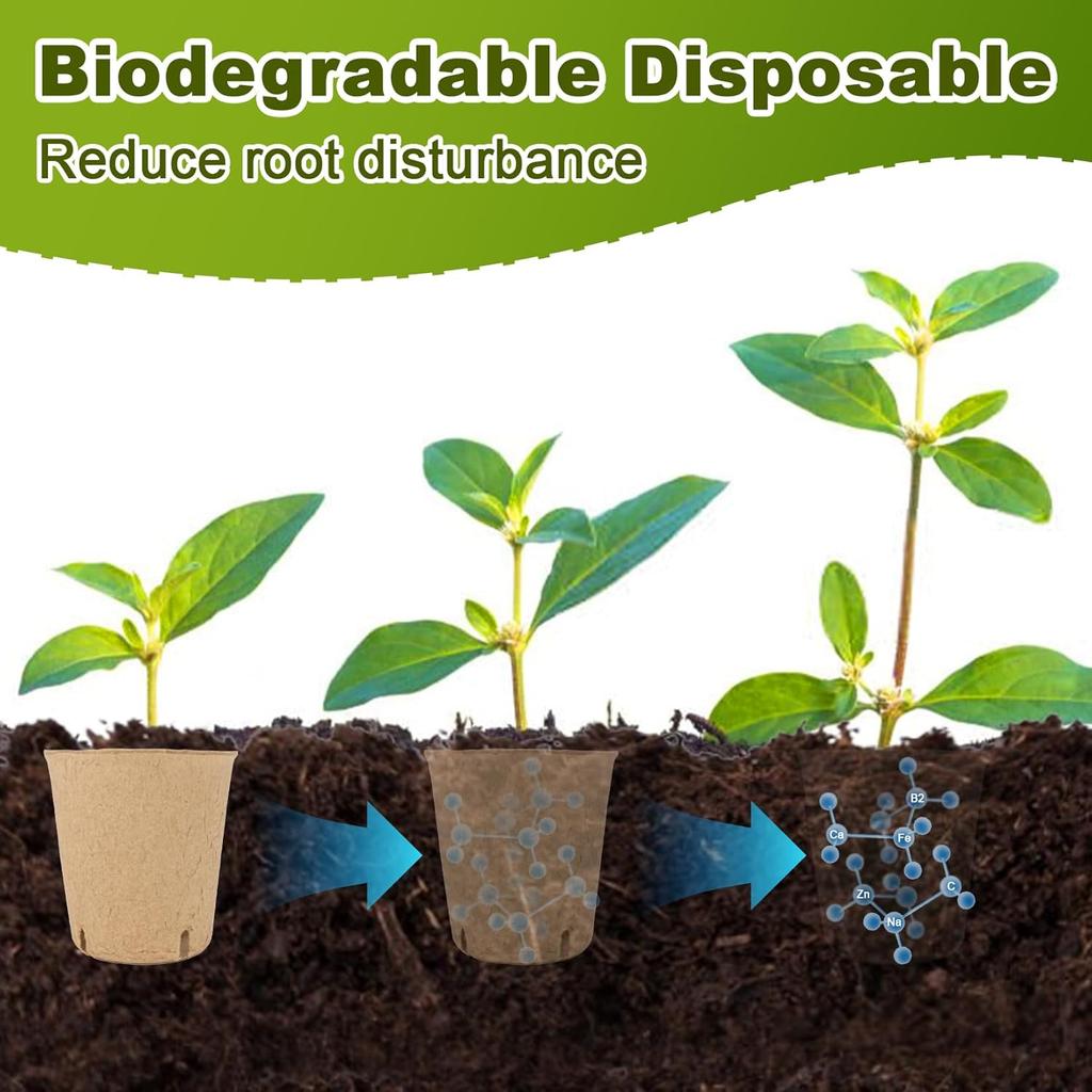 Biodegradable Seedlings Pots Garden Plant Nursery Pot with Drainage Holes Flower Vegetable Seed Starting Trays Gardening Tool