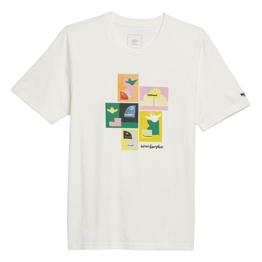Men s adidas SS22 Pattern Printing Round Neck Short Sleeve White T-Shirt HM9247 M