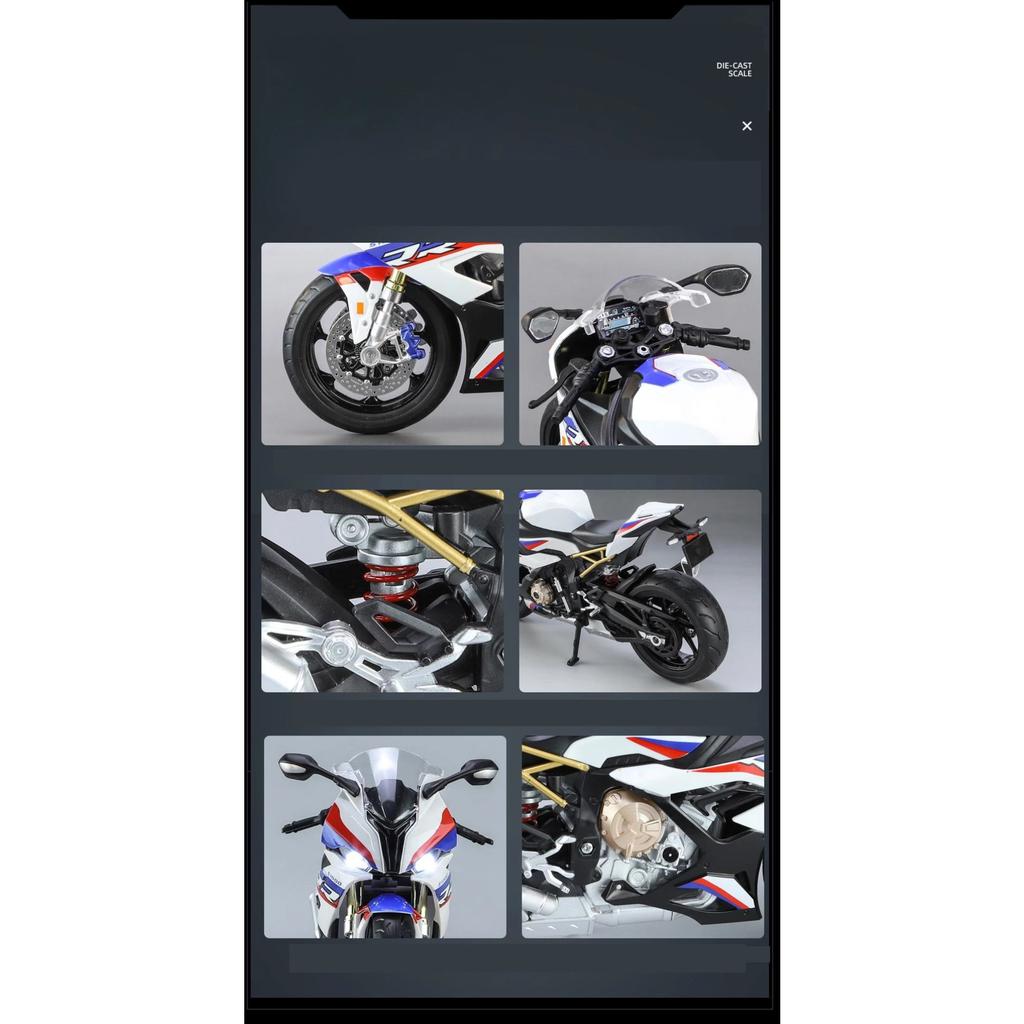 1/9 BMW S1000RR Racing Toy Motorcycle for Children Diecast Metal Large Size Model Super Racing Lightable Collection Gift for Boy