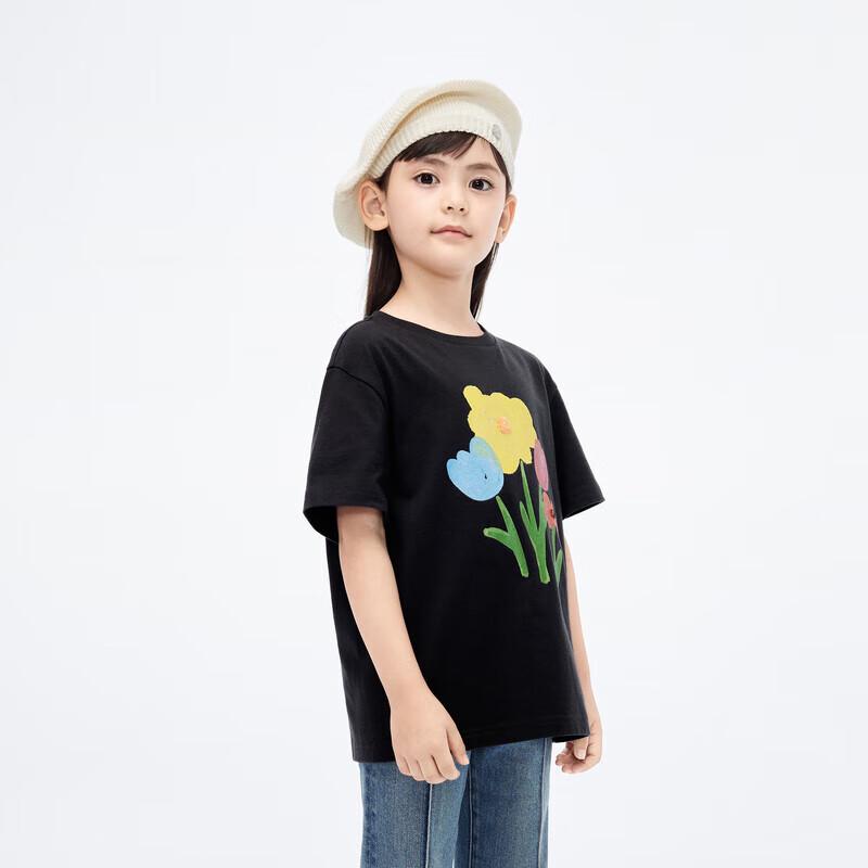 Little MO&Co. Girls' Pure Cotton Dopamine Flower Short-Sleeve T-shirt
