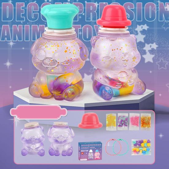 1 Set Funny Bear Squeeze Toy Soft TPR Cartoon Water Fillable Bear Squishes Toy Creative Stress Relief Sensory Fidget Toys