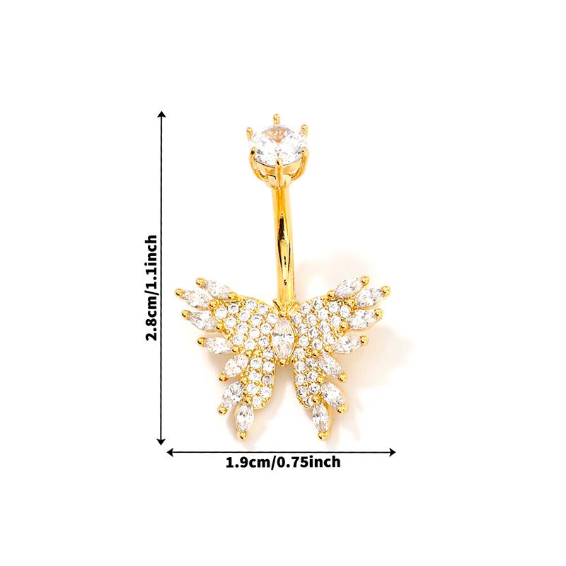 Butterfly Belly Button Rings Stainless Steel Navel Piercing Barbell For Women Zircon Belly Ring Sexy Body Jewelry Gifts
