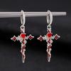 Vintage Gothic Thorn Rose Cross Pendant Earrings Suitable for Men and Women Creative Sweet Cool Style Jewelry Party Gifts