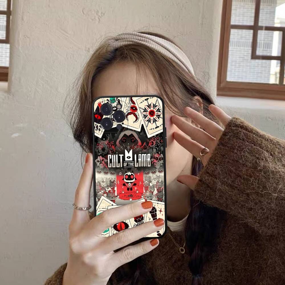 

Game C-Cult Of The Lamb Black Soft Phone Case For IPhone 16 15 14 13 11 12 17 Pro Max Mini Plus iPhone 15pro max