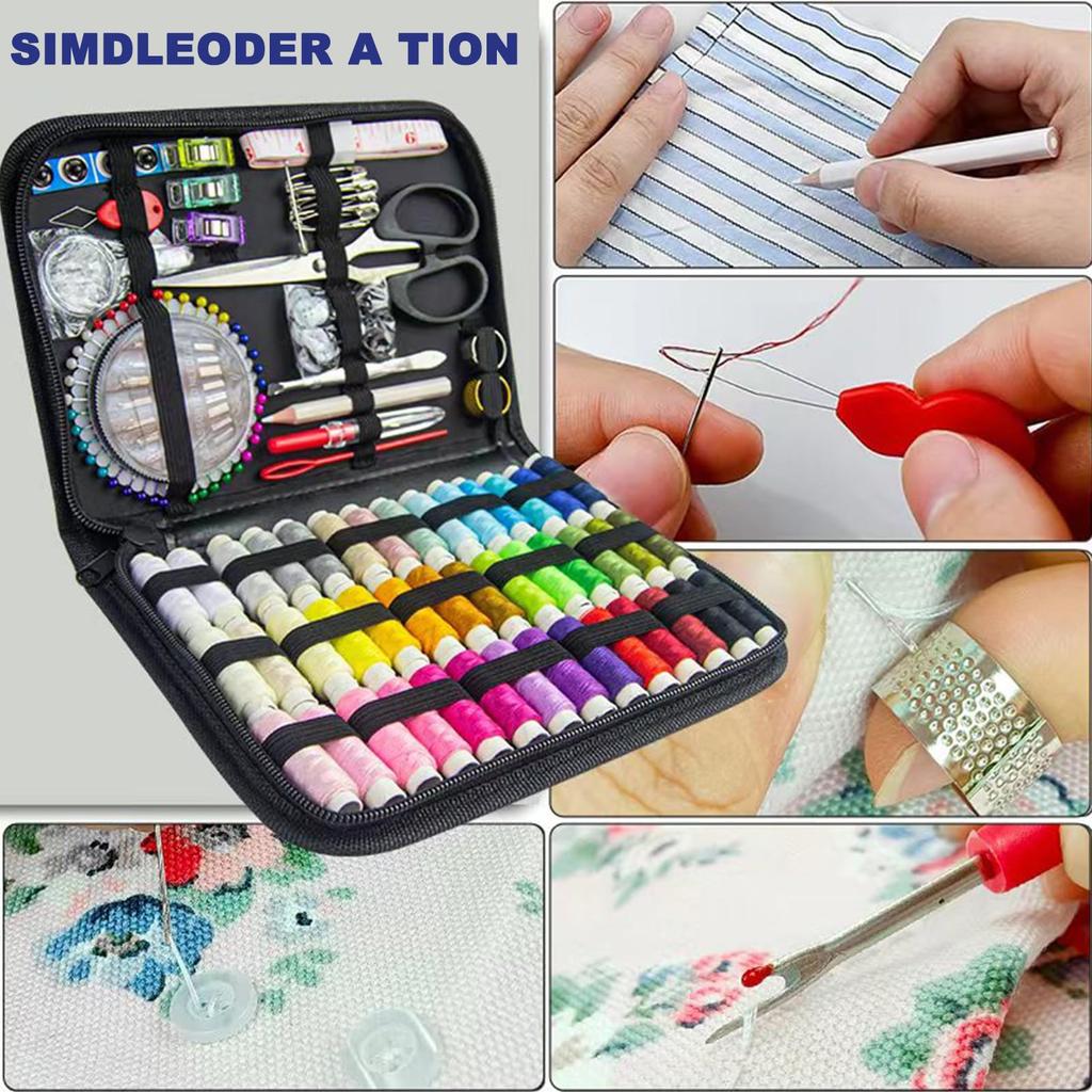 JUNING Sewing Portable Sewing Kit with Tools for and for Home Elementary School and Includes Black Storage Bag Colors XL Kit, Embroidery, Crafts,
