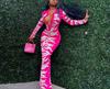 2025 Autumn/Winter Women's Bodycon Lapel Button-Down Printed Long Dress