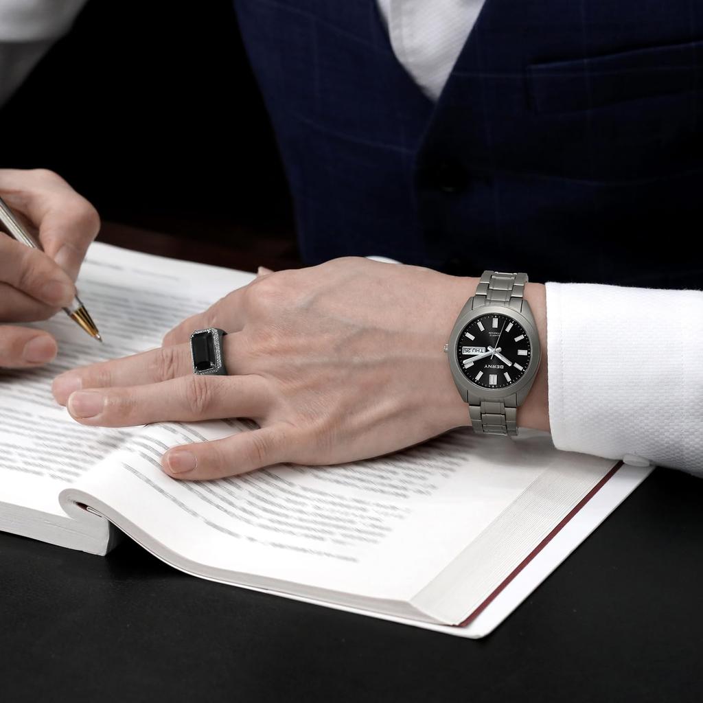 BERNY Titanuhr für Herren Uhr Uhr Uhr Japanisches Quarzwerk Titan Analog Quarz Uhr 10ATM Wasserdicht Superleuchtend Herren Herren