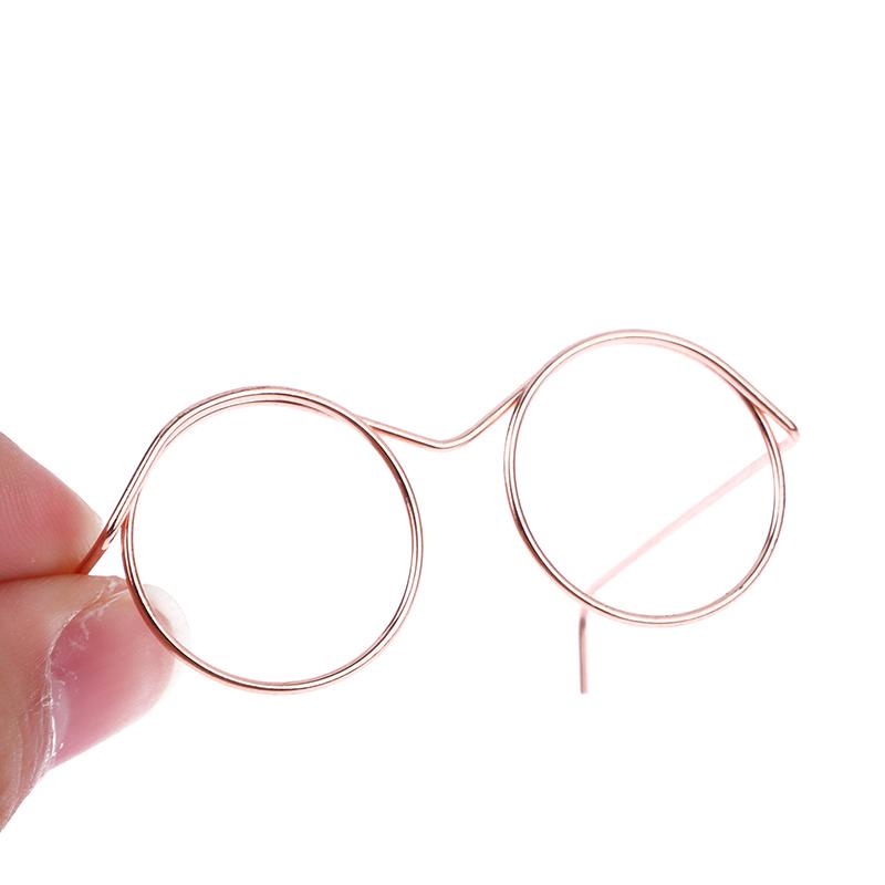 5 ks Miniaturní brýle Kovový kulatý rám Bez čoček Brýle Hračka Retro Panenka Brýle DIY Panenka Oblečení Doplňky Brýle