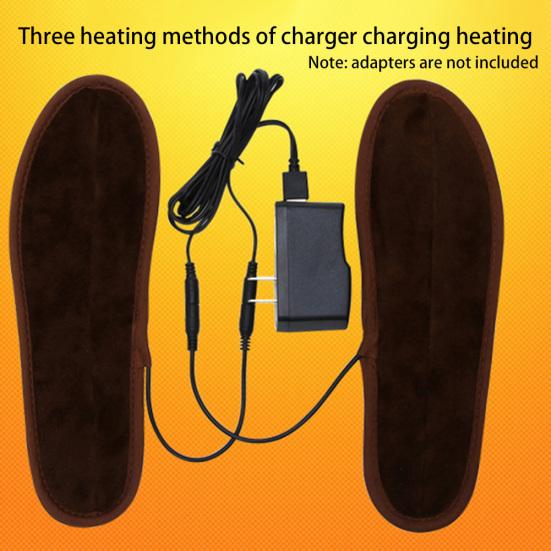 Unisex USB Elektrisk Drivna Plysch Värmande Uppvärmda Inläggssulor Fot Skor Värmare Kuddar